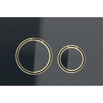 Pulsador serie Sigma50 de Geberit. Color metálico latón: latón, negro